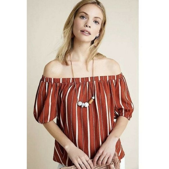 Anthropologie Elodie Off The Shoulder Top Terracotta Medium NEW Fall Autumn RARE - Picture 4 of 6
